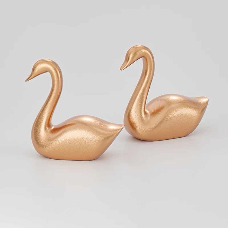 简约几何造型艺术品天鹅锌合金装饰摆件 - 图片 7